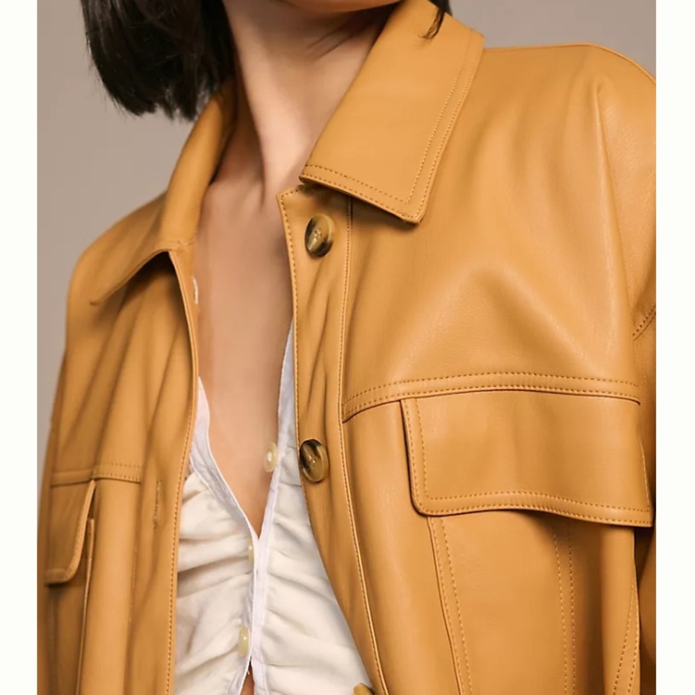 New: Anthropologie Maeve Faux Leather Shirt Jacket. Shacket. Size XL